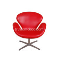 Yüksek kaliteli kırmızı deri kuğu sandalye çoğaltma